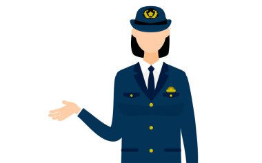 Genç bayan polis poz veriyor, yolu gösterin.