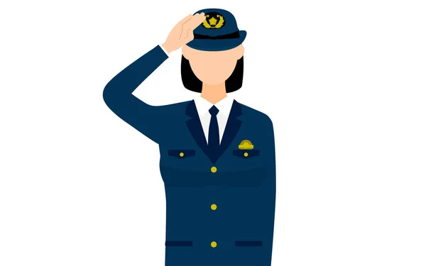 Joven Agente Policía Posando Salute — Vector de stock