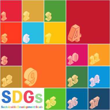 SDG 'ler ve geliştirme hedefleri için belirlenmiş renk posterleri