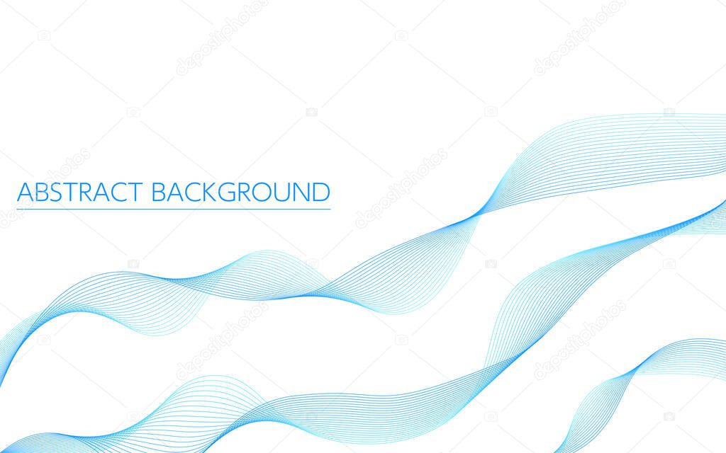 Undulating streamlined abstract background, three blue gradients