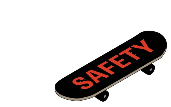 Skateboard Con Scritta Sicurezza Sul Ponte Isometrico — Vettoriale Stock