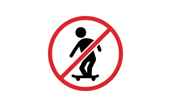 スケートボード禁止アイコン 赤で影 — ストックベクタ