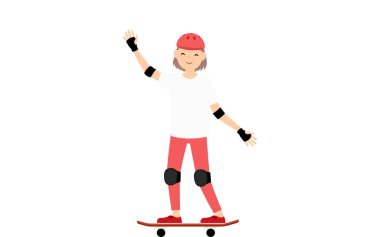 Kaykaylı bir kız el sallıyor..