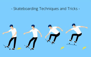 Temel kaykay teknikleri ve hileleri Kuyruk freni, manuel, ollie, çevir