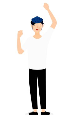 Patenci adam büyük bir göbek hareketi yapıyor.