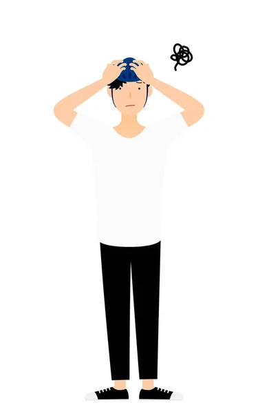 Skater Man Worrying His Head — Stock Vector