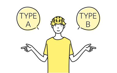 A ve B 'yi karşılaştıran bir erkek patencinin çizgi çizimi.