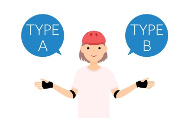 A ve B 'yi kıyaslayan bir kız patenci..