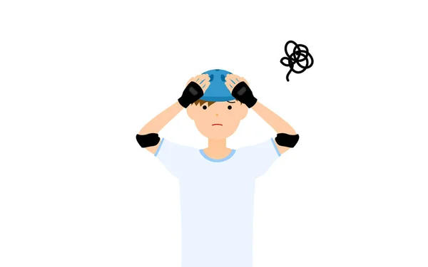 Boy Skater Trouble His Head His Hands — Stock Vector