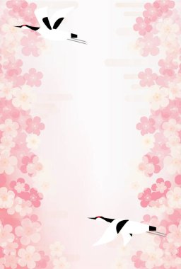 2022, yeni yıl kartı, Japon tarzı erik ve vinç geçmişi. 