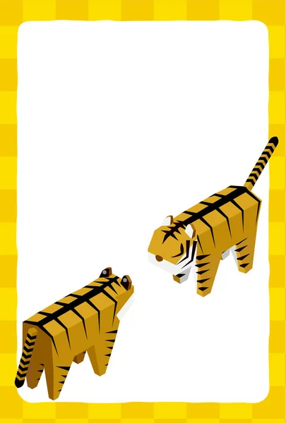 Ano Novo Tigre Cartão 2022 Dois Tigres Enfrentando Outro Isométrico —  Vetores de Stock