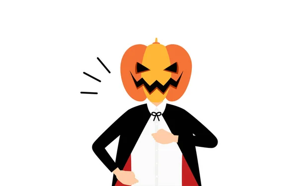 Disfraz Halloween Chico Vestido Fantasma Calabaza Abofeteando Pecho Déjame Posar — Archivo Imágenes Vectoriales