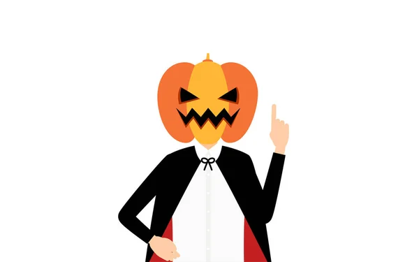 Halloween Kostüm Pose Eines Jungen Kürbisgeisterkostüm — Stockvektor