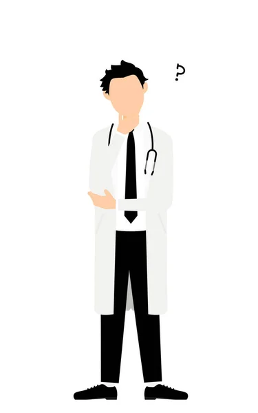 Pose Doctor Masculino Bata Blanca Con Brazos Cruzados Interrogatorio — Vector de stock