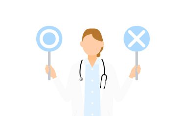 Beyaz önlüklü kıdemli bayan doktor elinde aynı pozda bir sopa tutuyor.