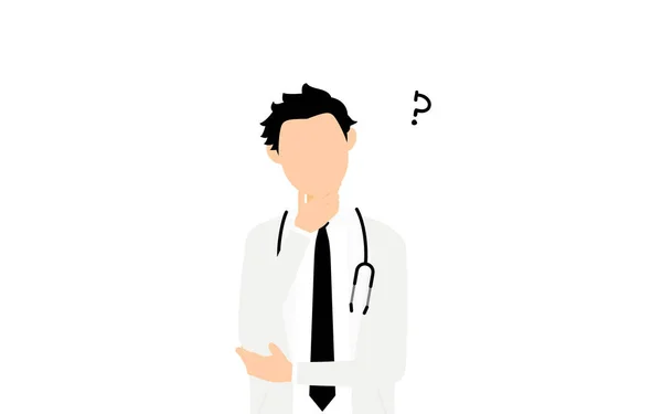Pose Male Doctor White Coat Crossed Arms Questioning — Stock Vector