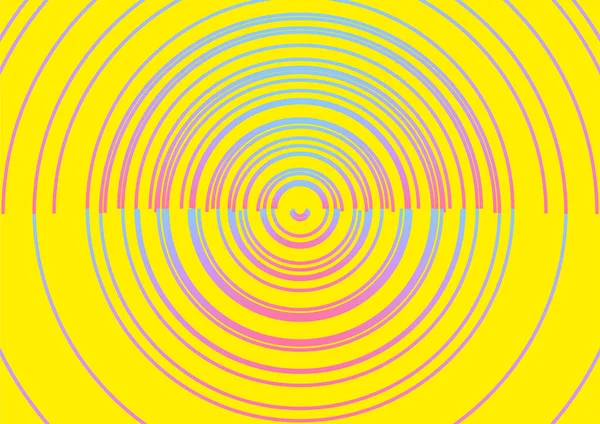 Círculos Concéntricos Coloridos Afiche Abstracto Fondo Amarillo — Archivo Imágenes Vectoriales