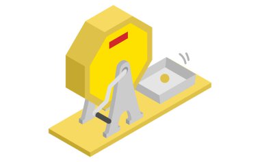 Bir piyango çıngırağının basit izometrik simgesi, Vektör Resimleri