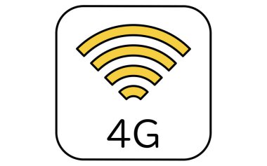 Anten ve sinyal dalgalarıyla 4G mobil ağ iletişim çizgisi simgesi, Vektör Resimleri