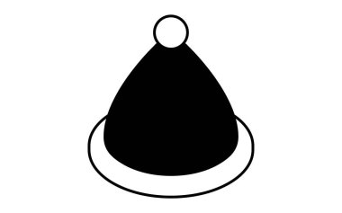 Noel Baba Isometric Hattı Beyaz Pofuduk Uçlu Şapka Çizimi, Siyah beyaz, Vektör Resimleri