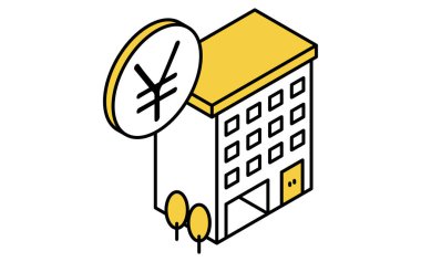 Gayrimenkul Satın Alma: Kar Getiren Yatırım Dairesinin Basit Isometric Illustration, Vector Illustration