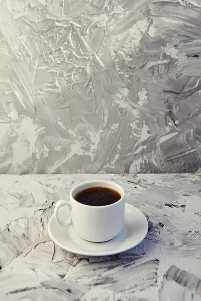 Une Tasse Café Blanche Sur Fond Gris Concept Boisson Chaude — Photo