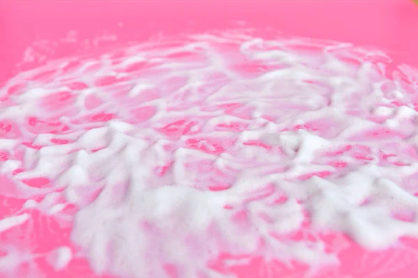 Washing Concept Soap Foam Delicate Pink Background Copy Space — Stock Photo, Image