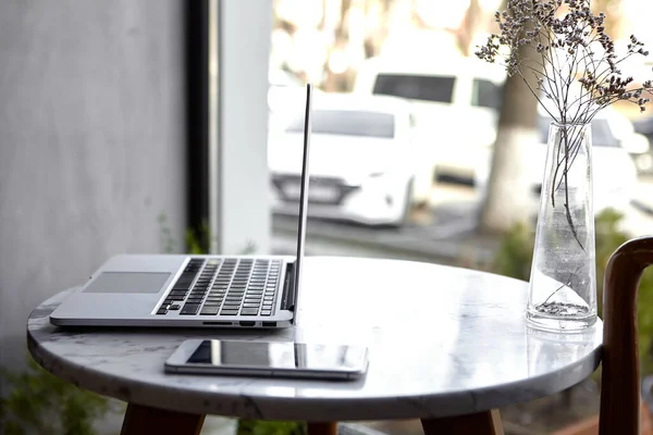 Laptop Phone Home Office — Stock Photo, Image