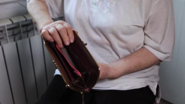 Older Woman Counts Money Elderly Woman Caucasian Old Woman Gray — Stock Video