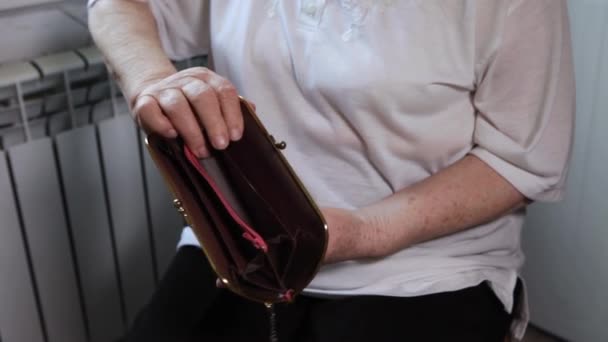 La mujer mayor cuenta el dinero. — Vídeo de stock
