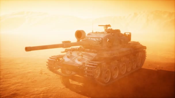 World War II Tank in desert in sand storm — Stock Video