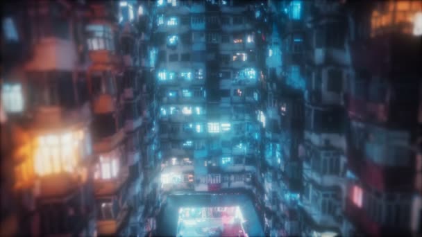Hong Kong 'da yoğun bir yerleşim yeri. — Stok video