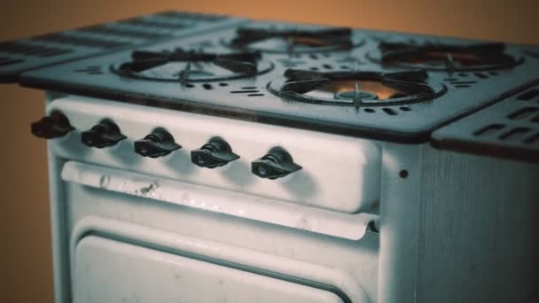 Old vintage retro stile gas stove — Stock Video