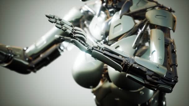 钢铁和塑料机器人女 — 图库视频影像