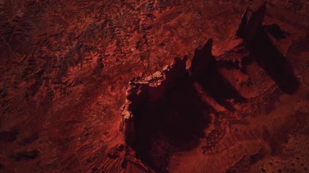 Aerial view of the red rock desert — Stock Video