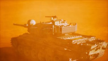 2. Dünya Savaşı Tankı çölde kum fırtınasında