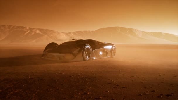 Supercar al tramonto nel deserto — Video Stock