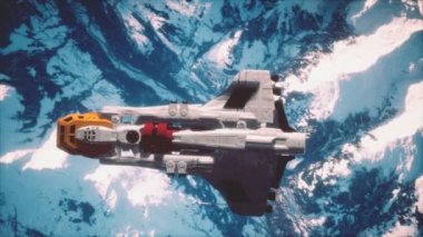 Dünya yörüngesindeki bir uzay gemisinin 3 boyutlu çizimi