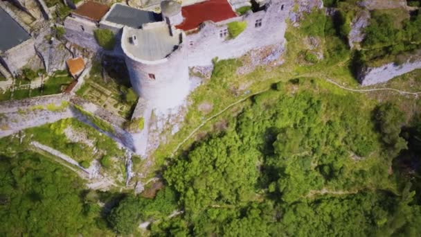 Стародавній середньовічний замок Бейнак стоїть на вершині пагорба. — стокове відео