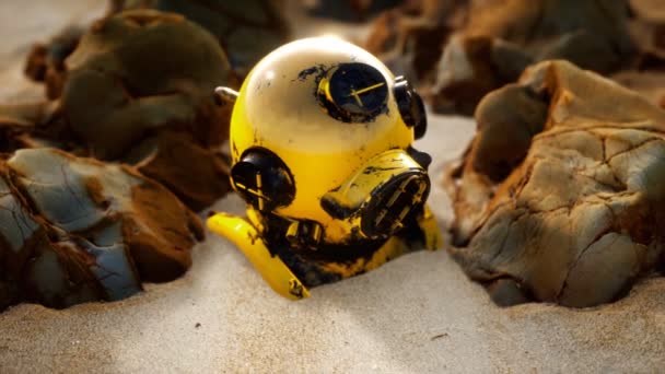 Cobre velho vintage capacete de mergulho em alto mar — Vídeo de Stock