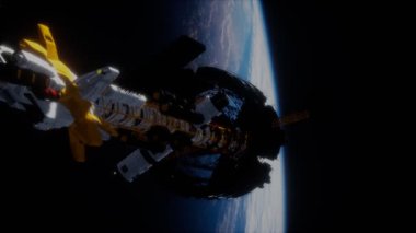 Dünya yörüngesindeki bir uzay gemisinin 3 boyutlu çizimi