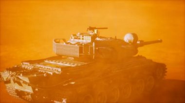 2. Dünya Savaşı Tankı çölde kum fırtınasında