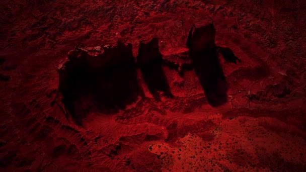 Letecký pohled na rudou skalní poušť