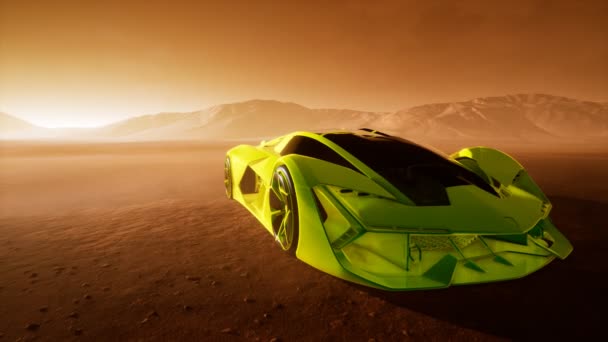 Supercar al tramonto nel deserto — Video Stock