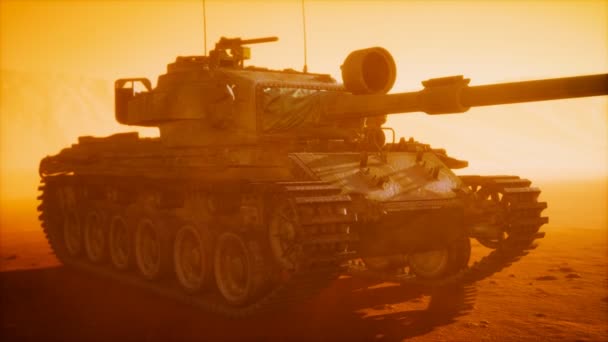 Druhá světová válka Nádrž v poušti v písečné bouři — Stock video