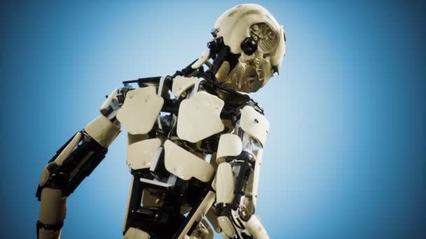 Φουτουριστικό ανθρωποειδές θηλυκό ρομπότ στην έννοια του μέλλοντος — Αρχείο Βίντεο