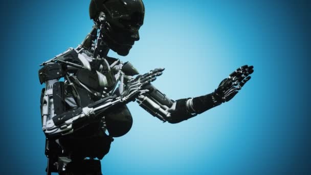 Robot féminin humanoïde futuriste dans le concept de l'avenir — Video