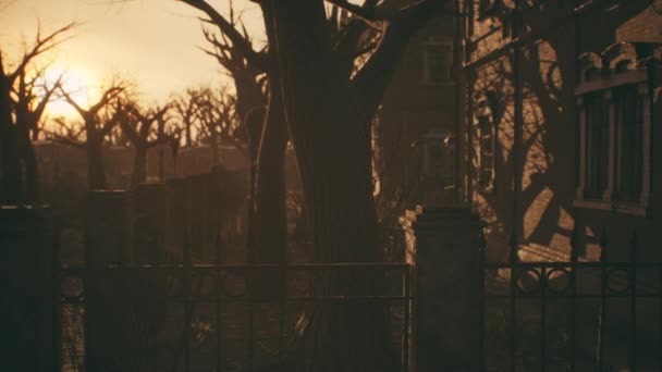 日落时被遗弃的旧房子 — 图库视频影像