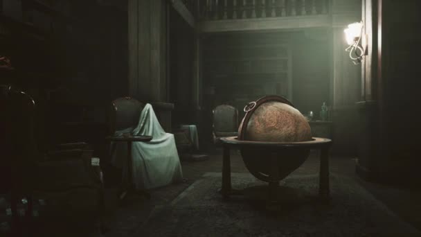 Globus im alten klassischen Zimmer — Stockvideo