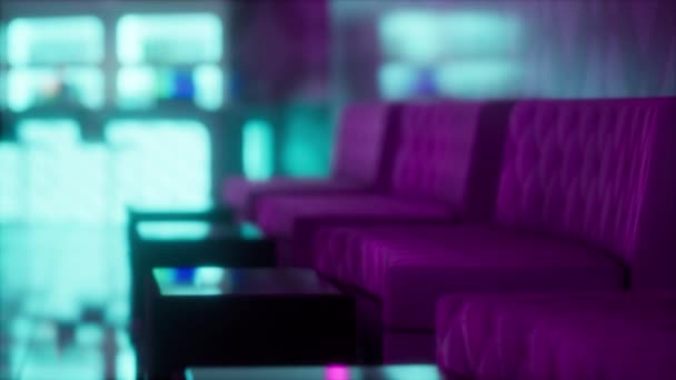 Neon ışıkları olan boş bir gece kulübü — Stok video